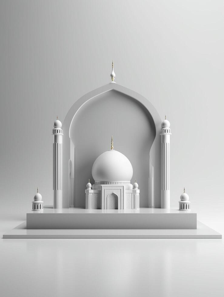Islamic cute 3d mosque for ramadan and Eid greeting background photo