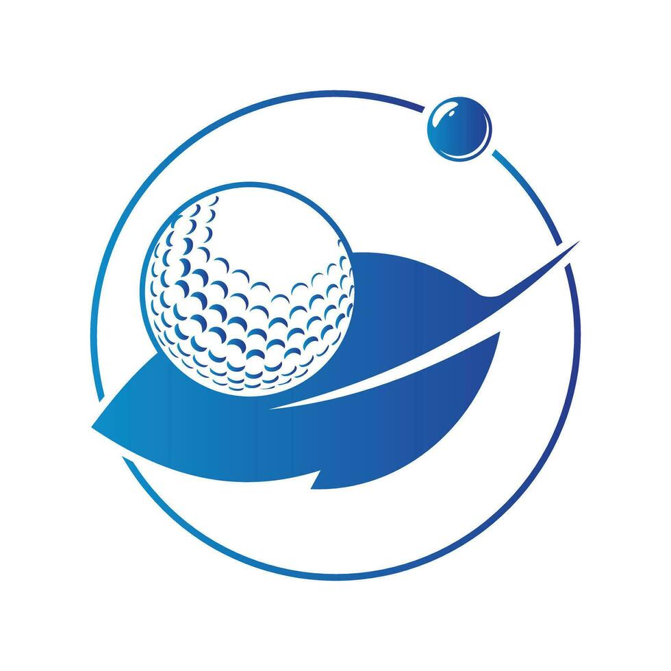 Golf ball and leaf logo inside a shape of cloud ring vector illustration