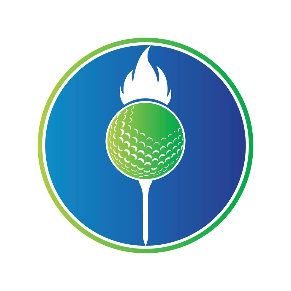 Golf ball with fire icon inside a shape of circle vector illustration