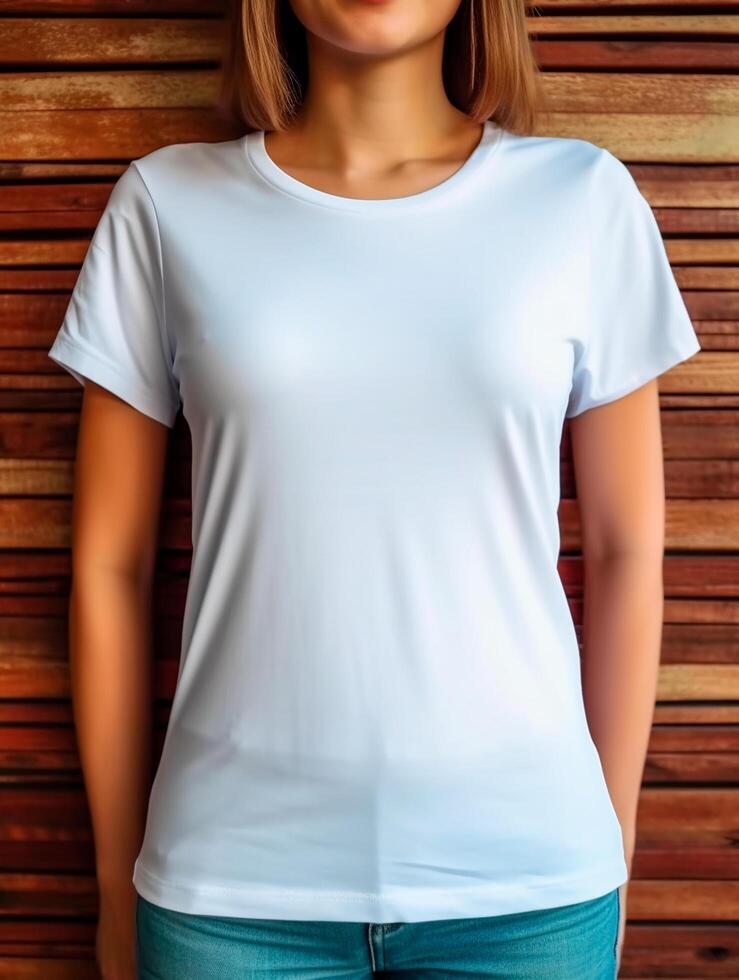 muchachas blanco camiseta para Bosquejo diseño ai generativo foto