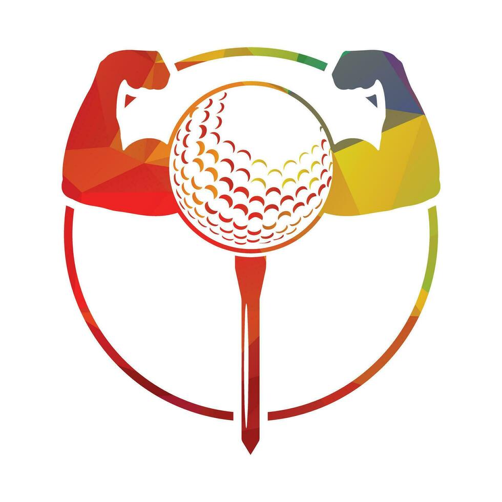 Golf ball and body biceps inside a shape of ring vector illustration
