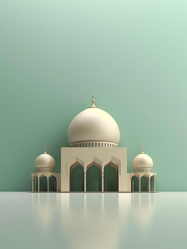 islámico linda 3d mezquita para Ramadán y eid saludo antecedentes ai generativo foto