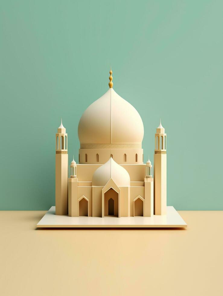 Islamic cute 3d mosque for ramadan and Eid greeting background photo