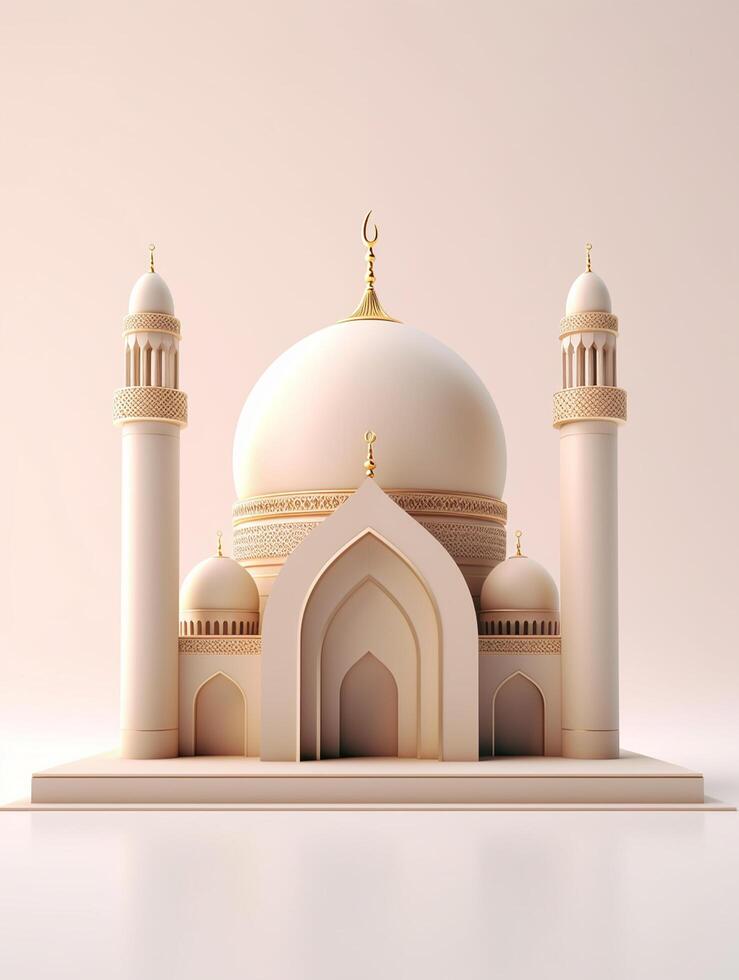 islámico linda 3d mezquita para Ramadán y eid saludo antecedentes ai generativo foto