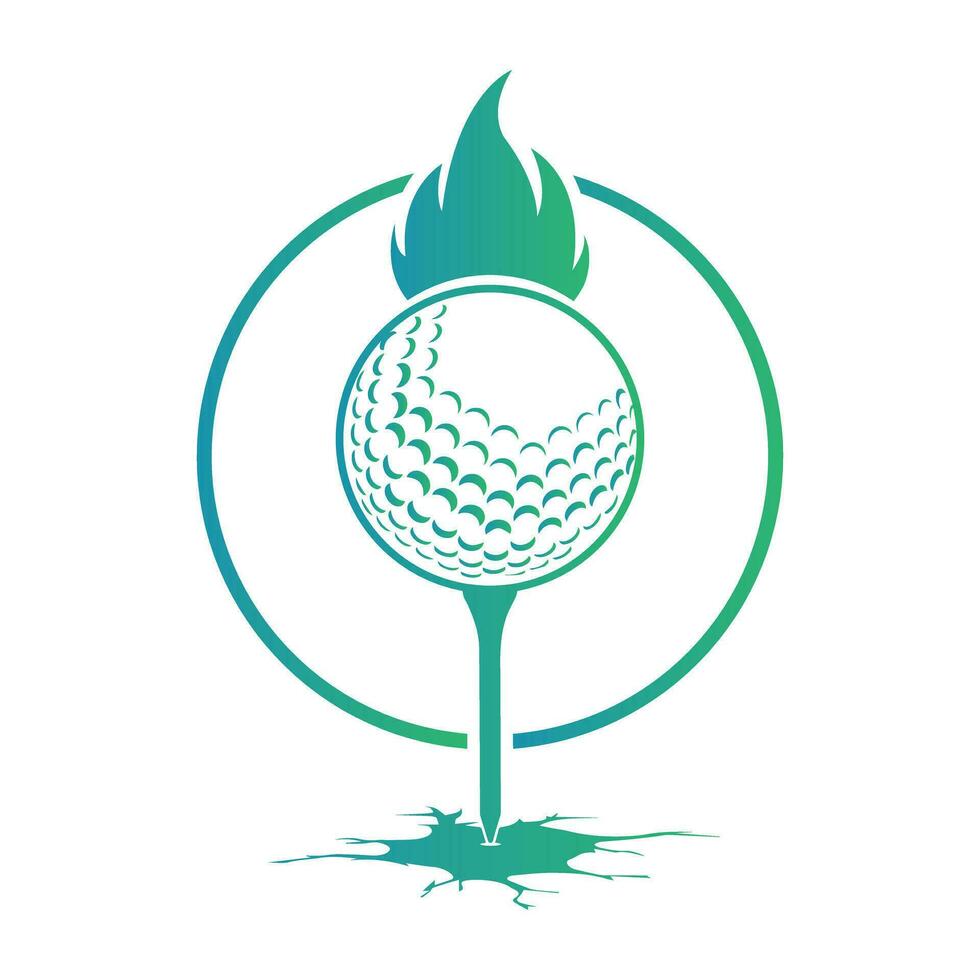 Golf ball with fire icon and earth crack vector illustration