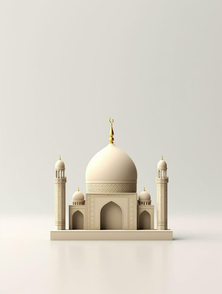 Islamic cute 3d mosque for ramadan and Eid greeting background photo
