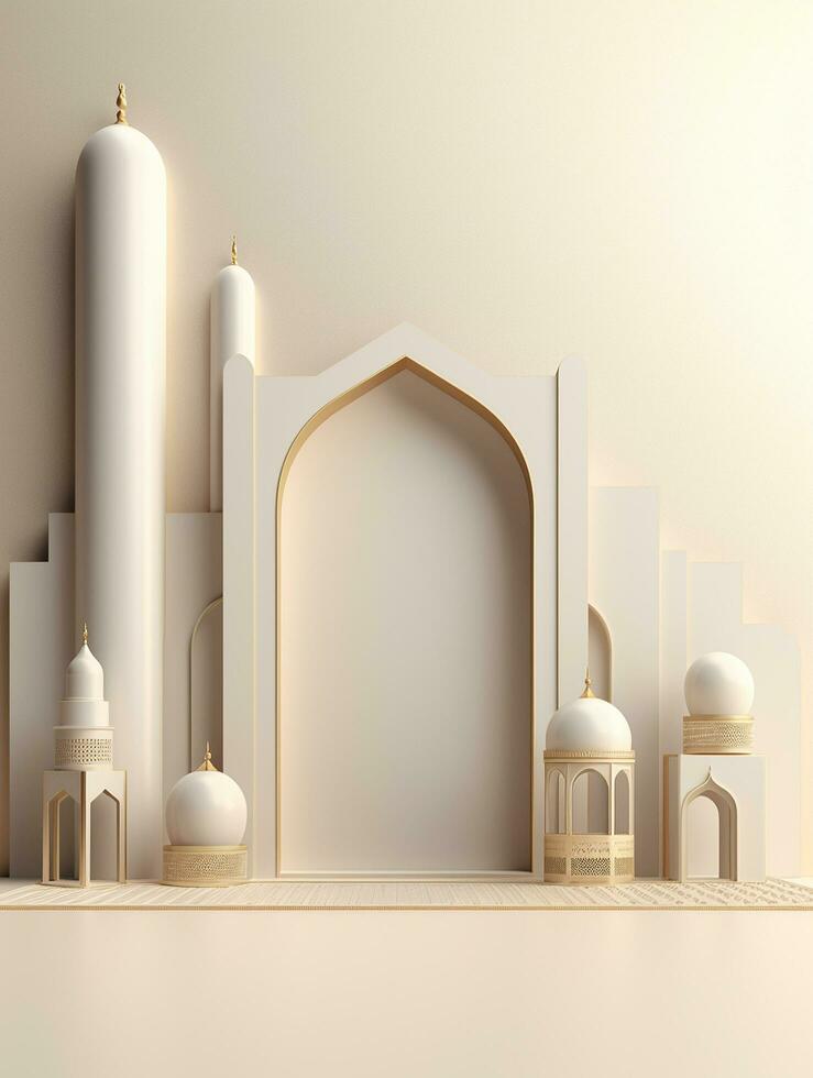 Islamic cute 3d mosque for ramadan and Eid greeting background photo