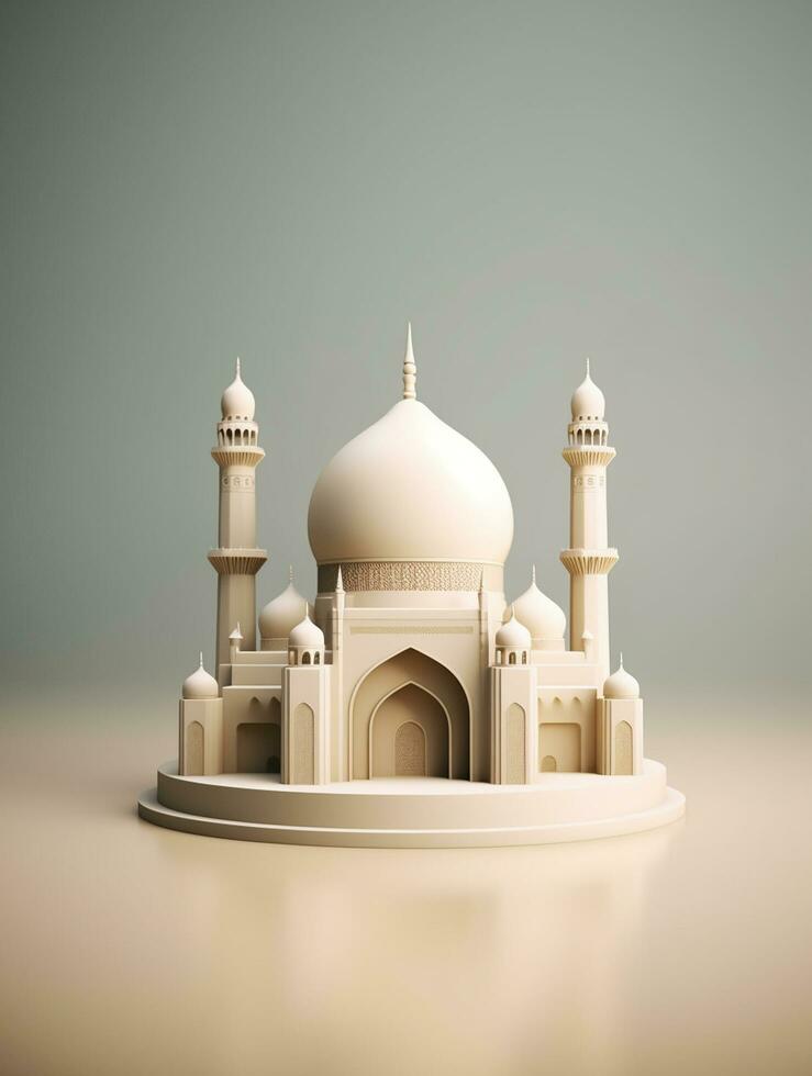 Islamic cute 3d mosque for ramadan and Eid greeting background photo