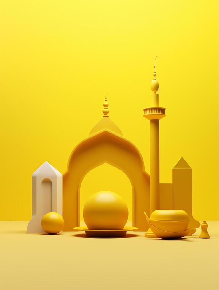 islámico linda 3d mezquita para Ramadán y eid saludo antecedentes ai generativo foto