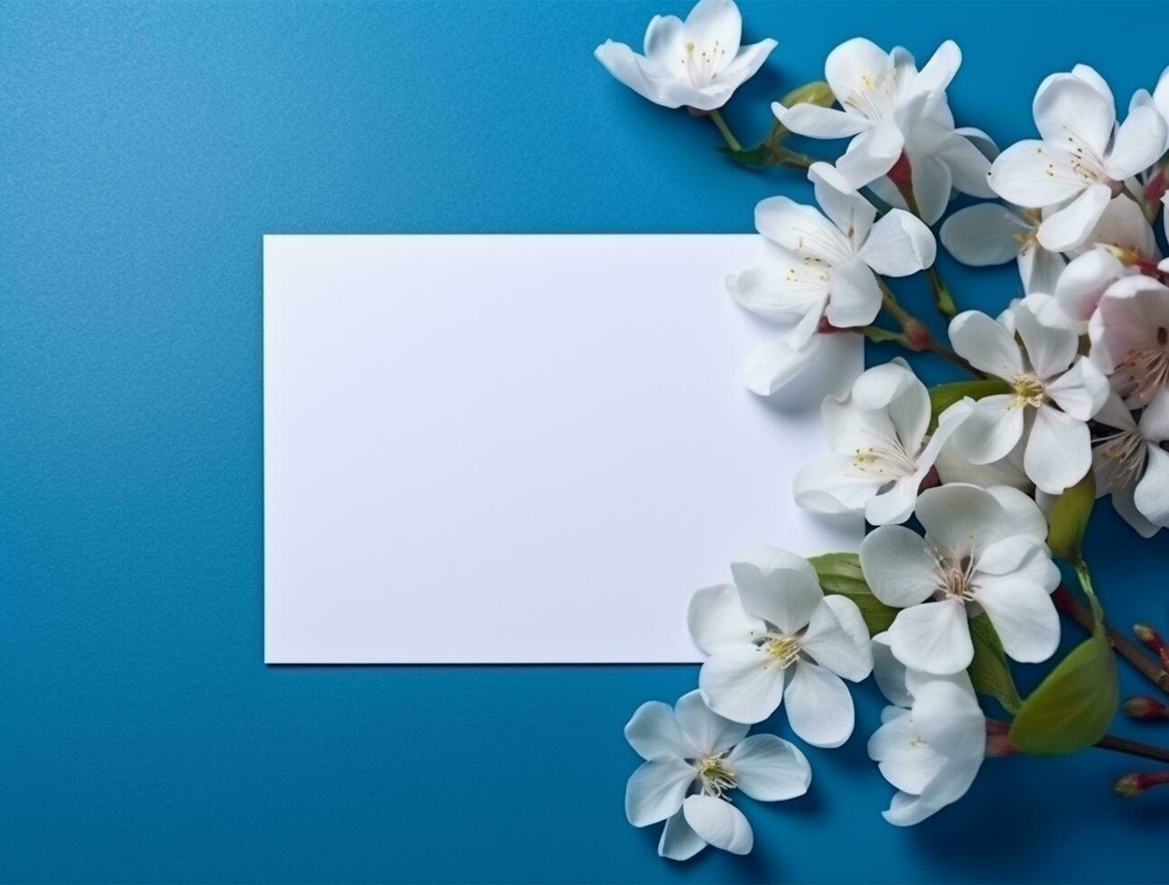 Tropical floral background copy space with paper. Space for text photo