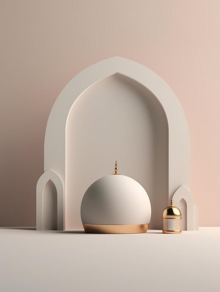 Islamic cute 3d mosque for ramadan and Eid greeting background photo