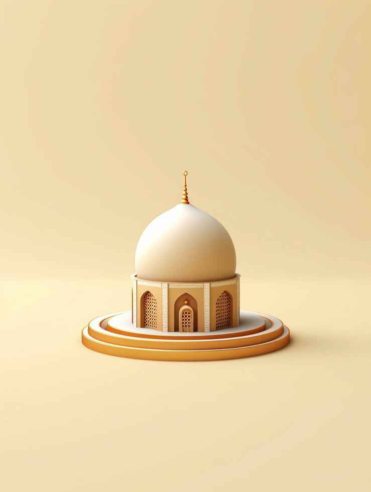 Islamic cute 3d mosque for ramadan and Eid greeting background photo