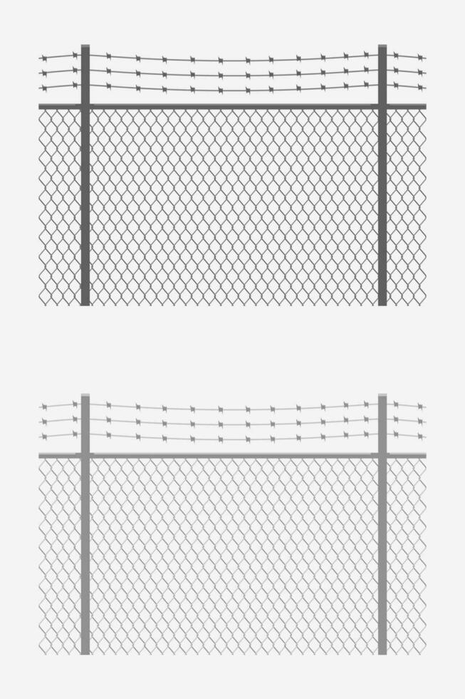 chain link fence barb wire vector