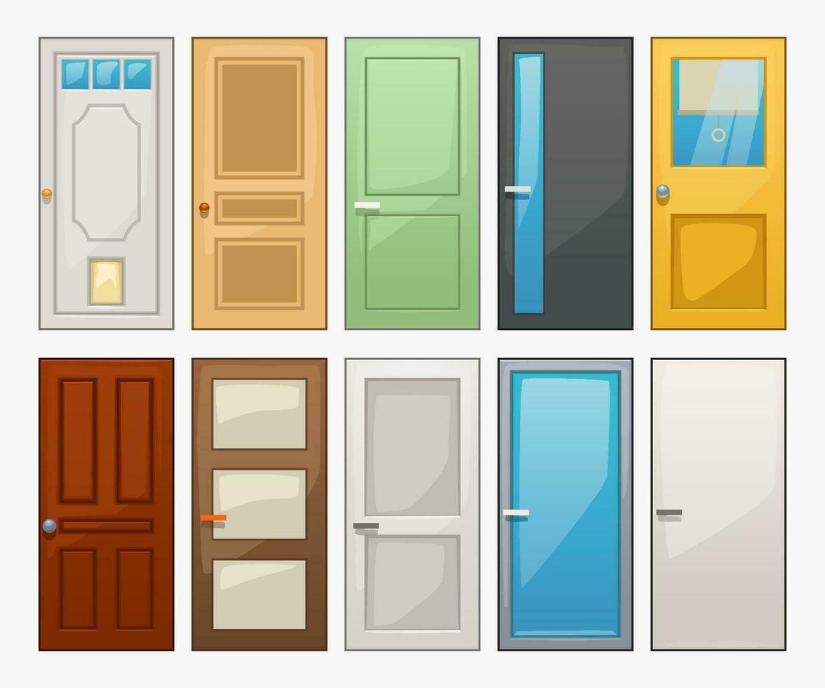 puertas conjunto aislado en blanco antecedentes vector