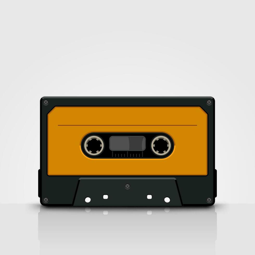 audio tape yellow front view vector