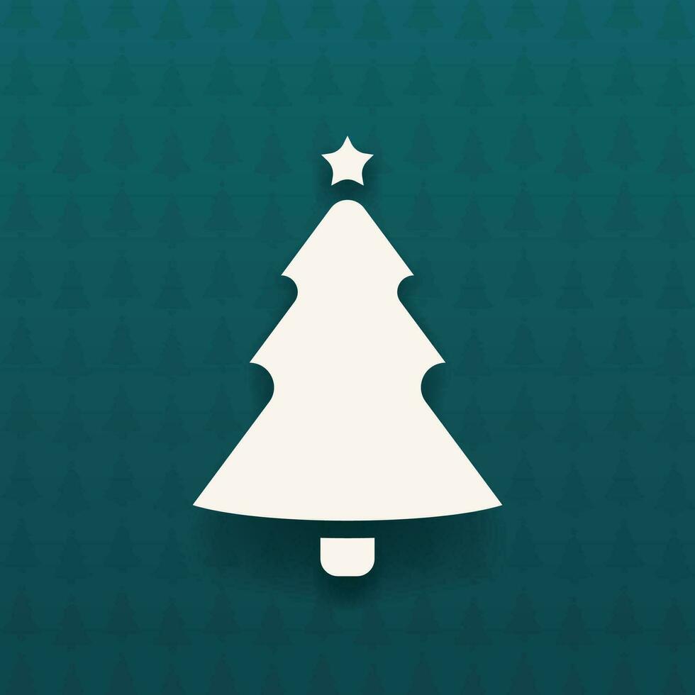 simple style christmas tree with star silhouette vector