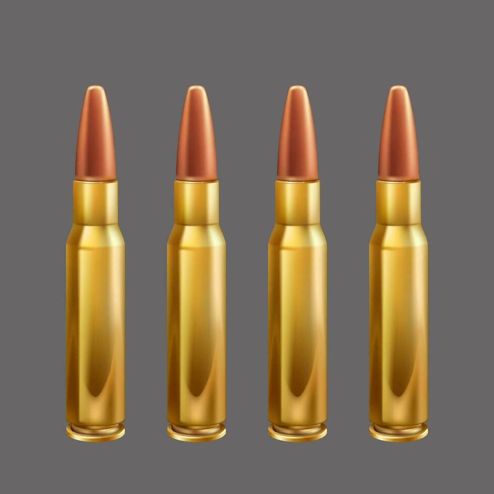 group of realistic rifle bullets vector