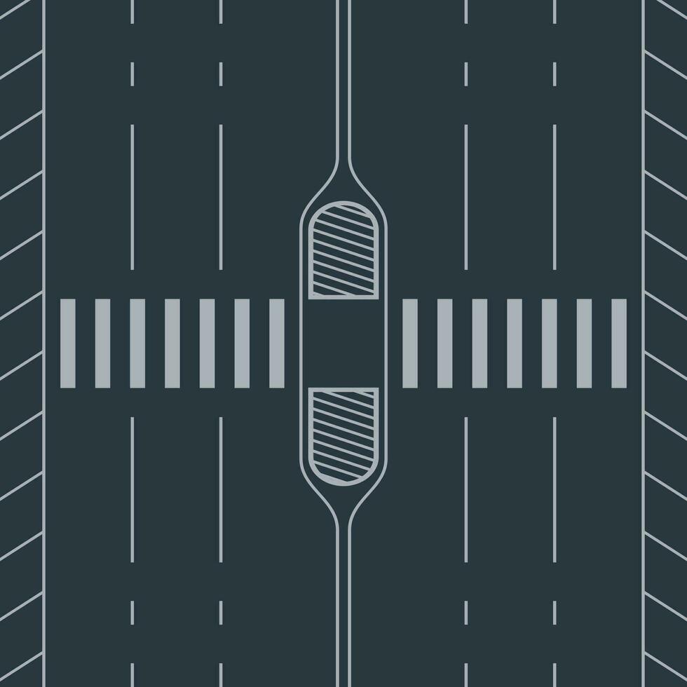 white crosswalk through road view from top vector