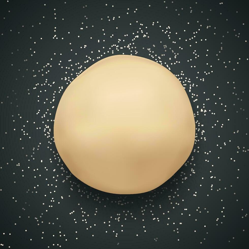 round dough and flour on dark background vector