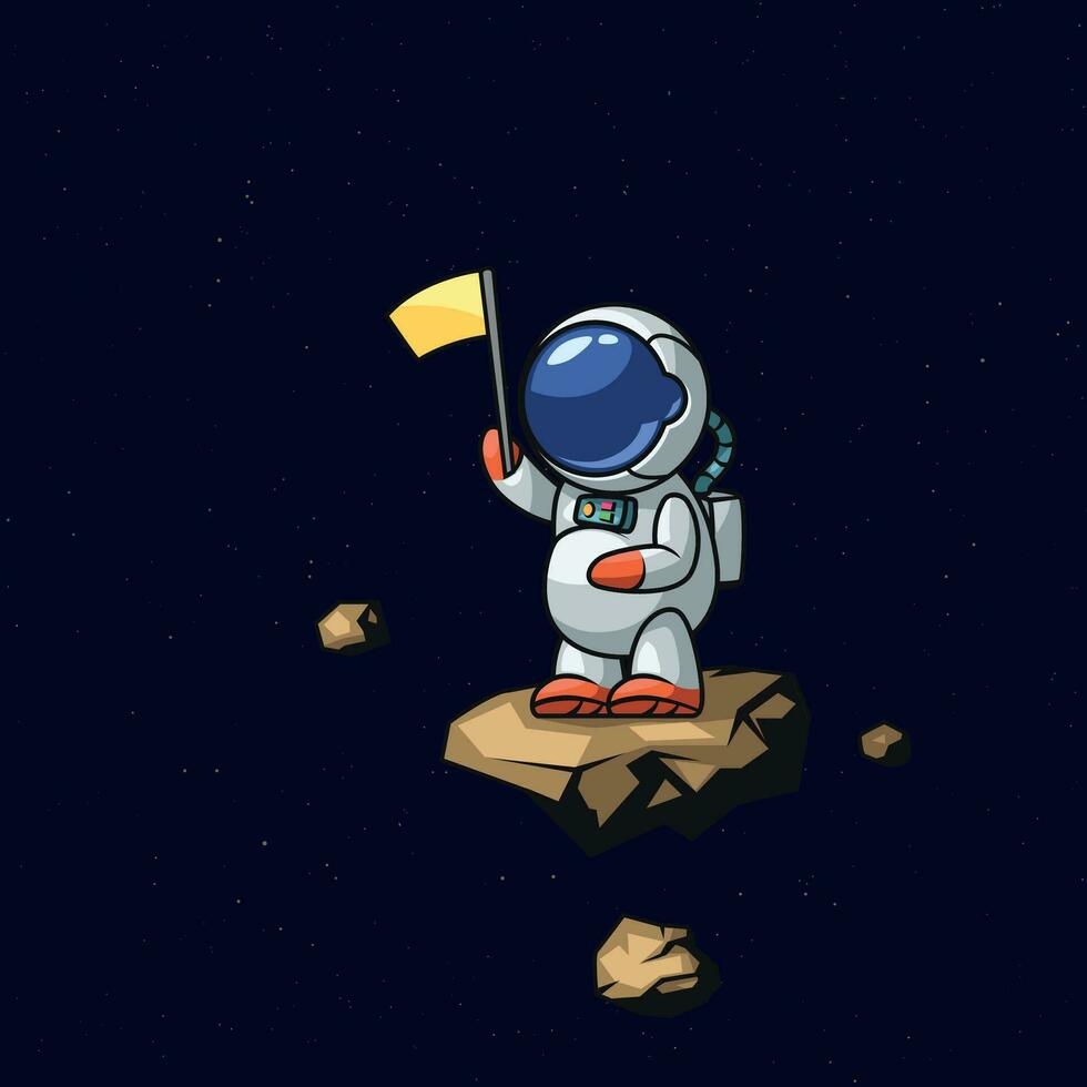 astronaut floating in deep space on asteroid vector