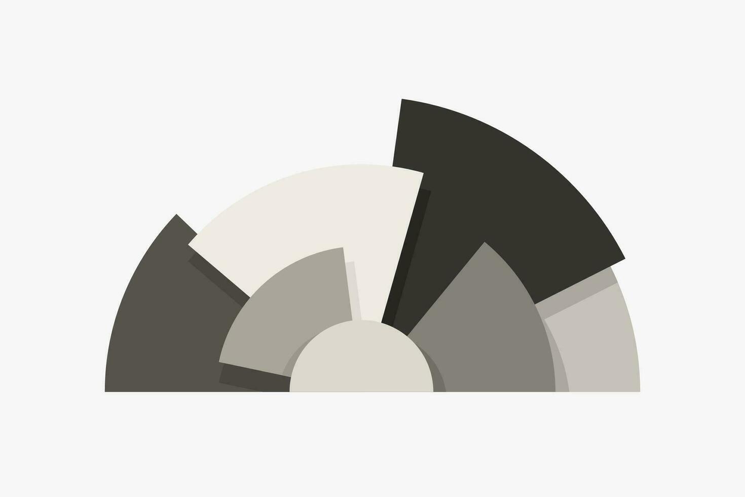 half circle diagram monochrome color vector