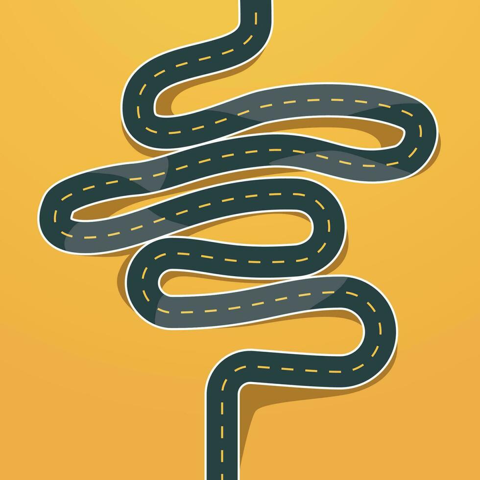 curvy road view from top on yellow vector