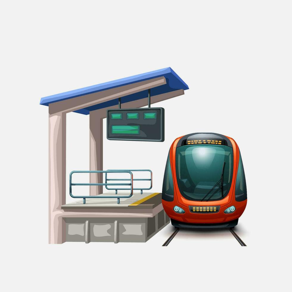 train at station front view vector
