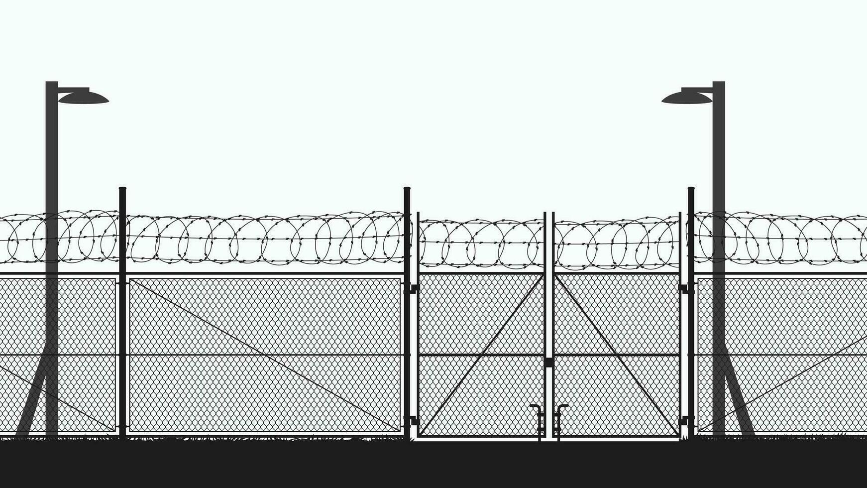 restricted area with chain fence on white vector