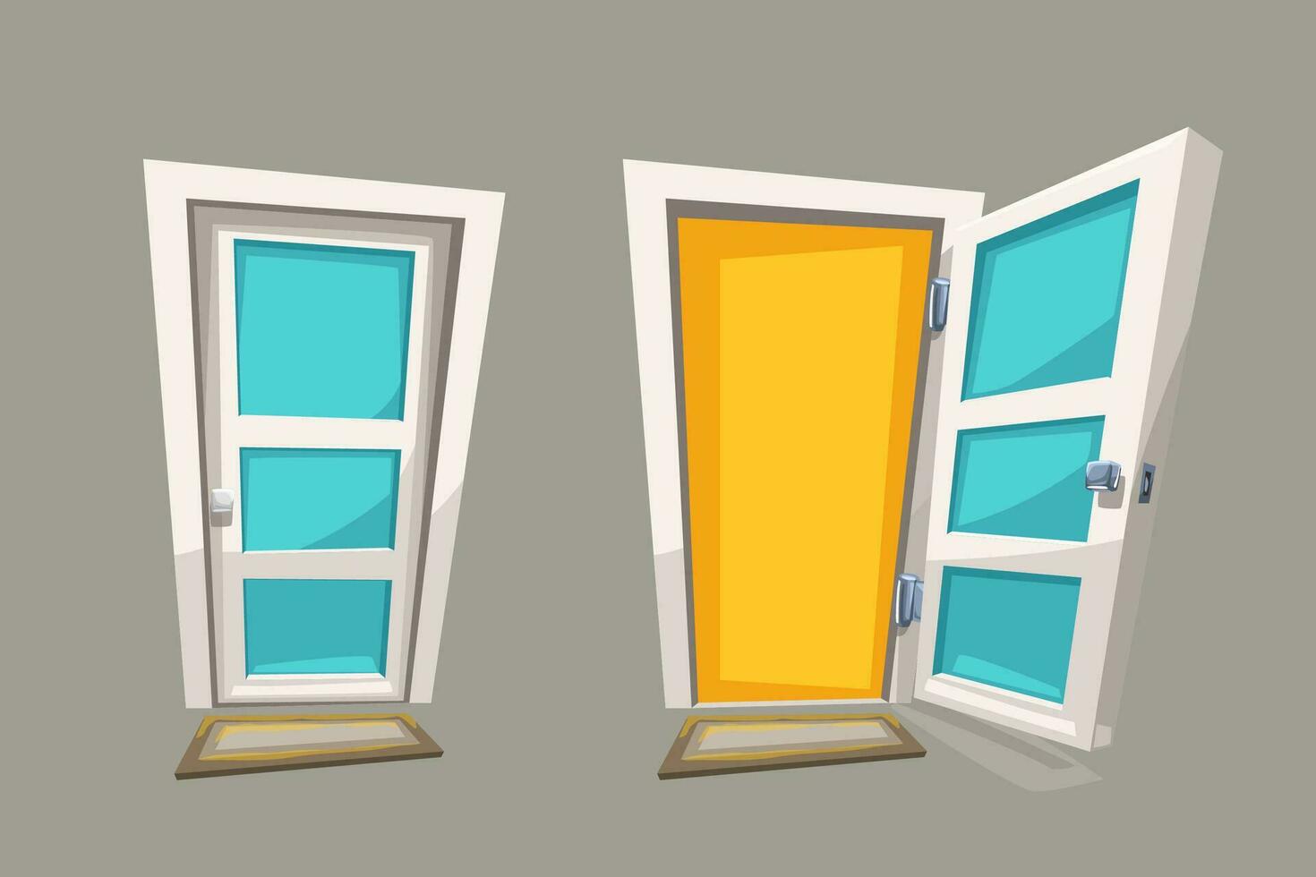 cartoon open and close doors vector