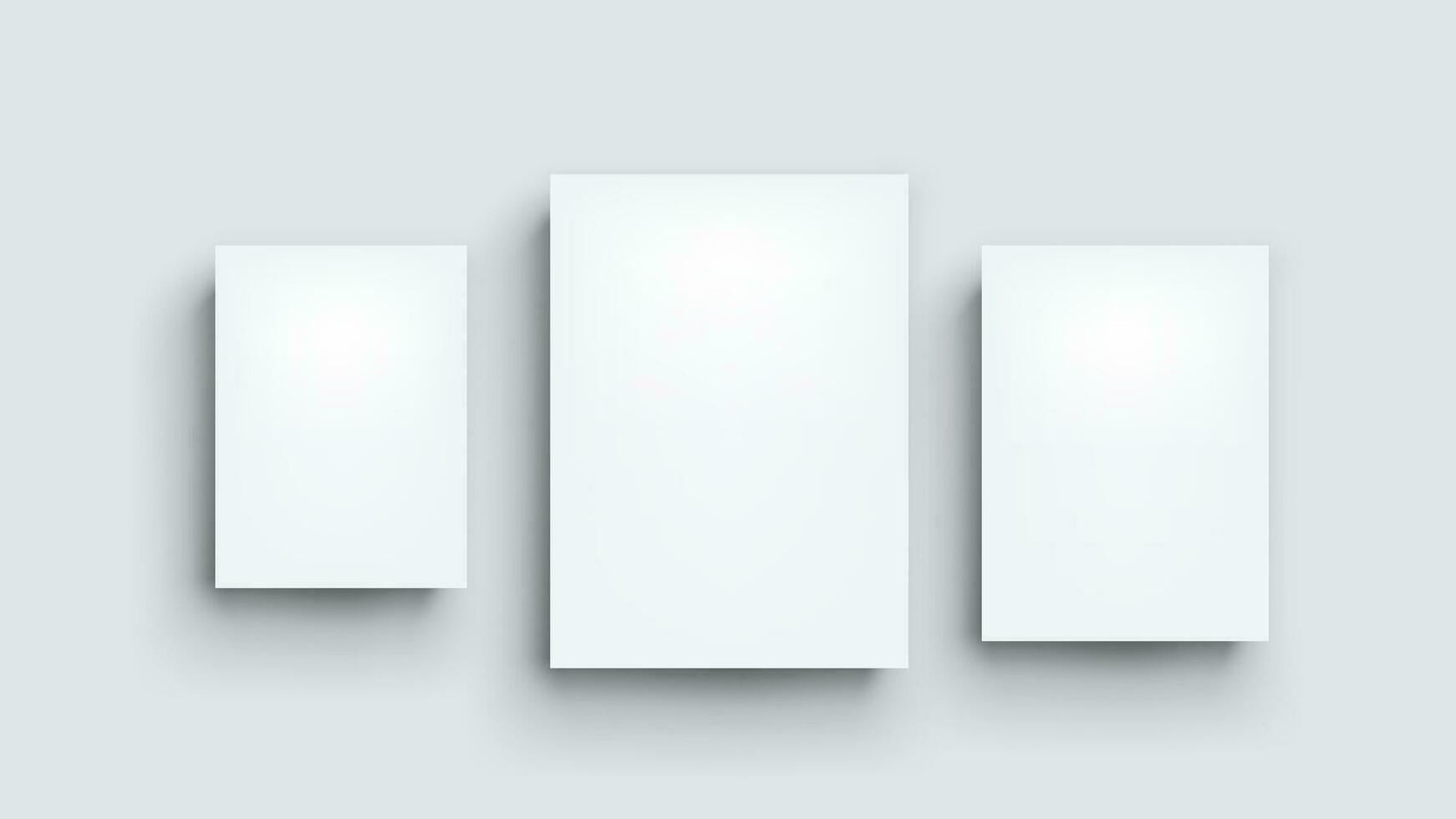 three white boards on grey vector