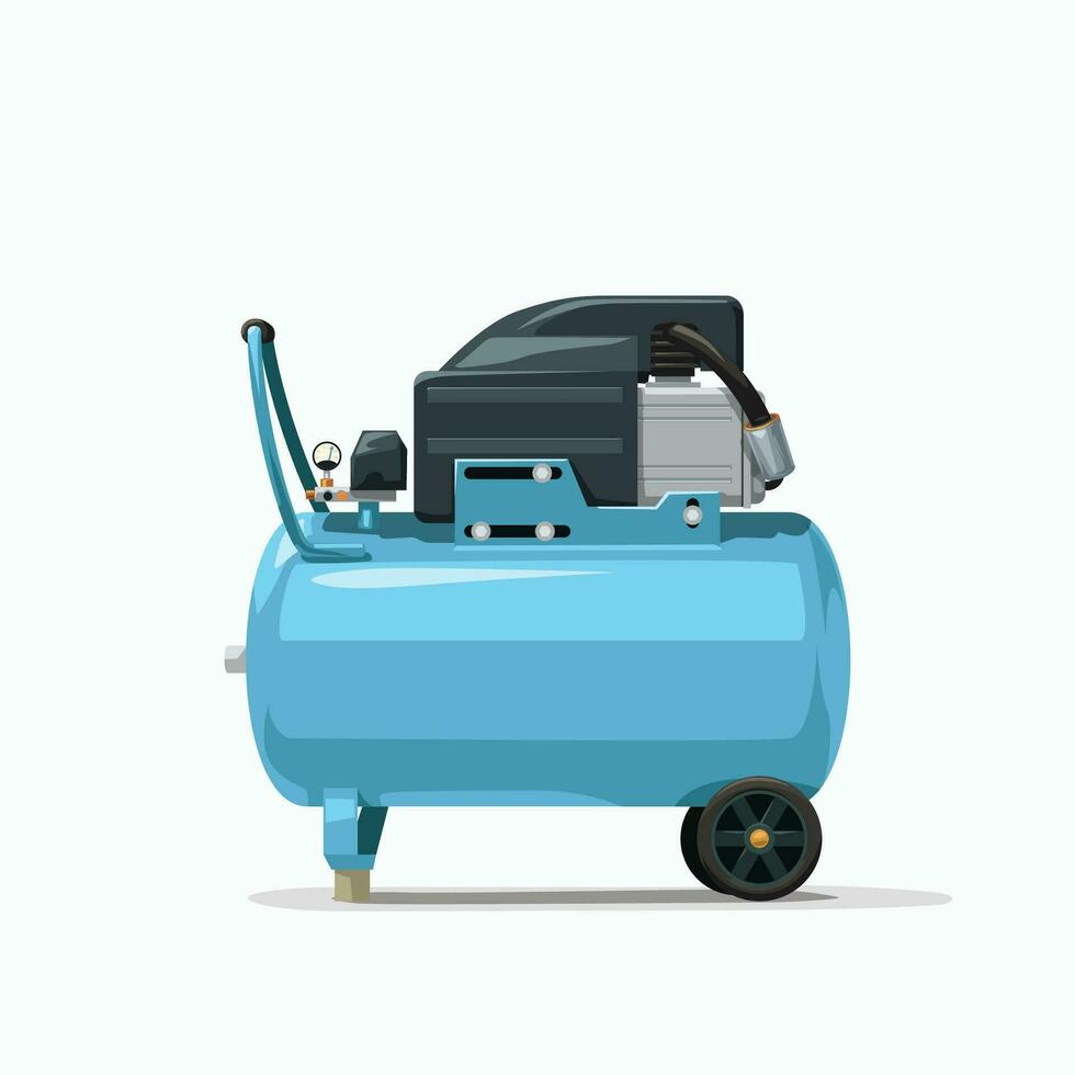 blue air compressor side view on white vector