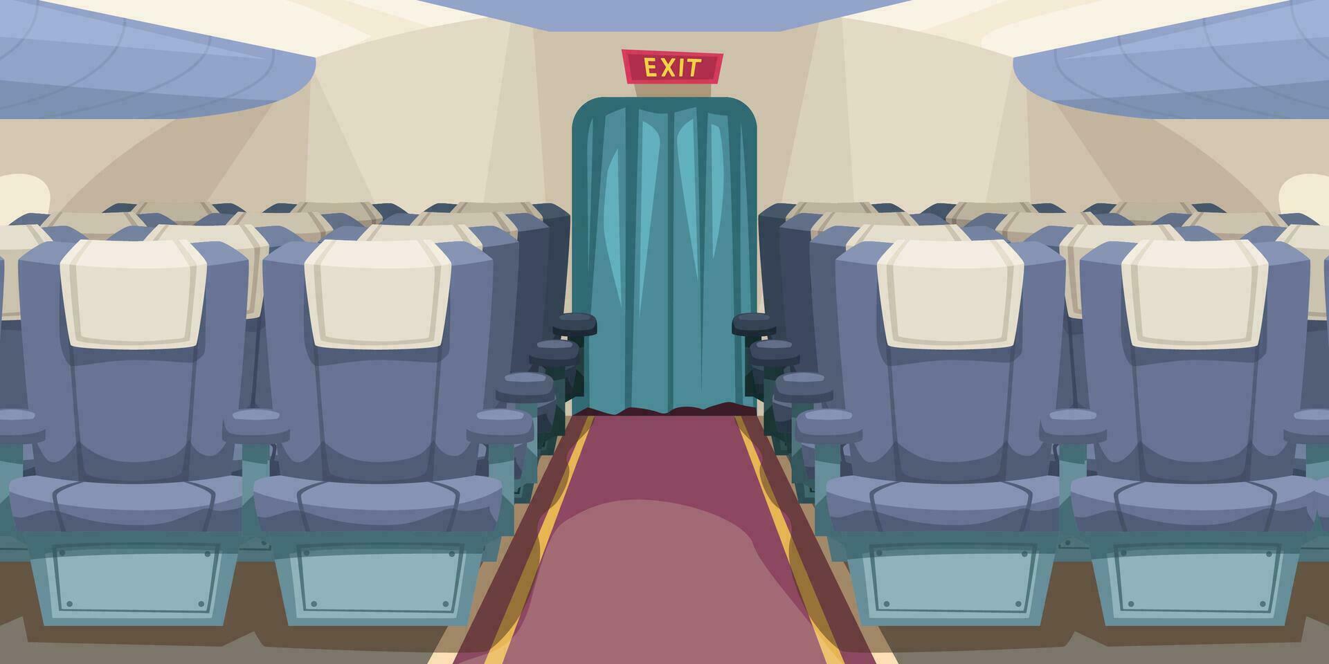 empty plane interior with aisle in middle vector