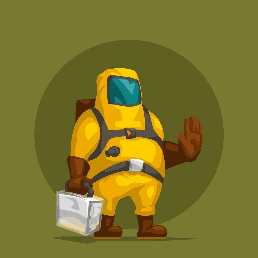 cartoon character yellow hazard suit vector