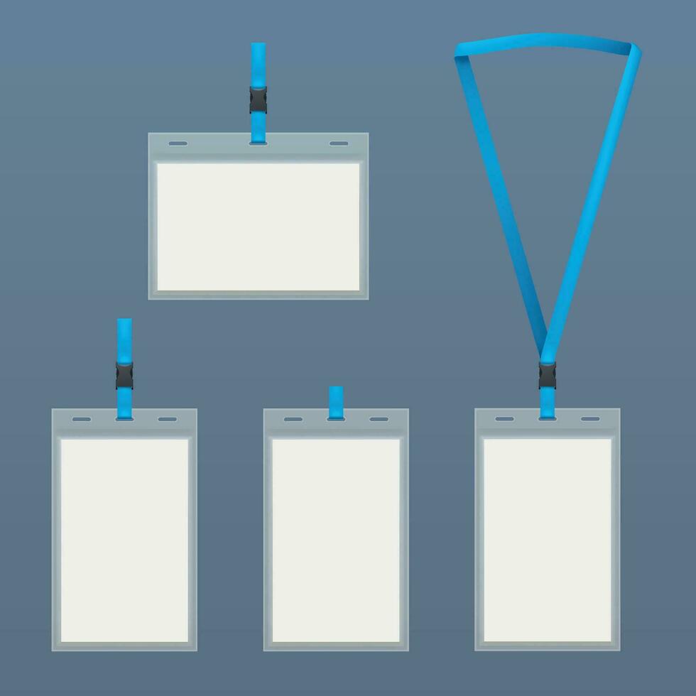 transparent plastic id card templates in set vector