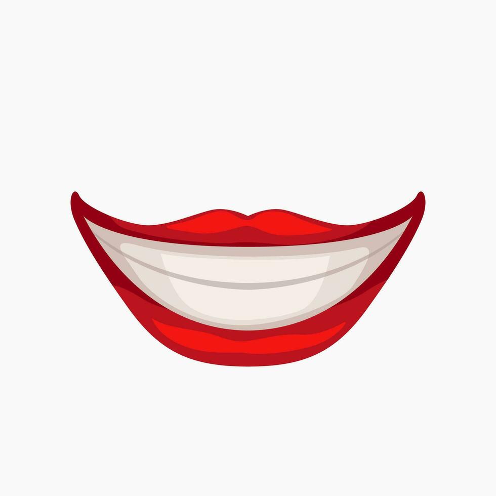 cartoon smiling female lips on white vector