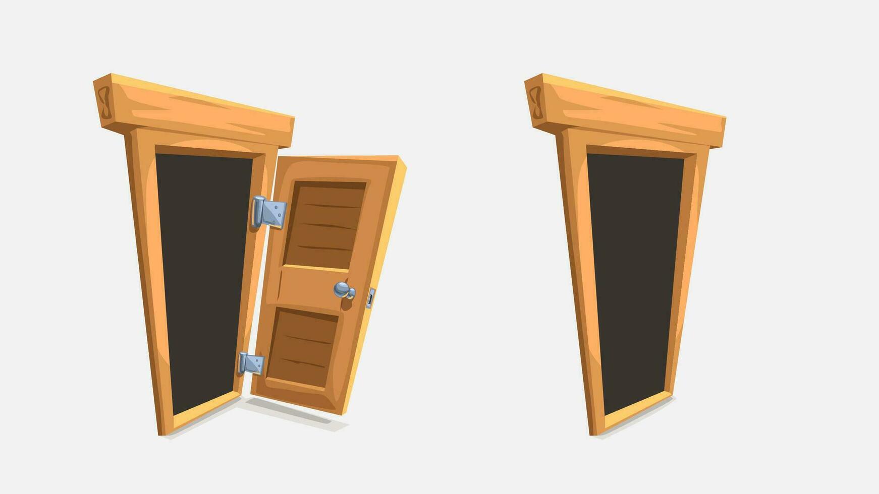 cartoon wooden doors set on white vector