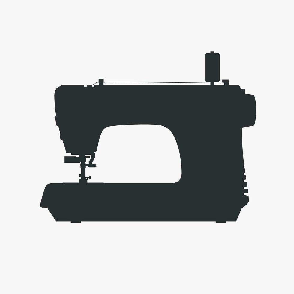 side view on sewing machine black silhouette vector