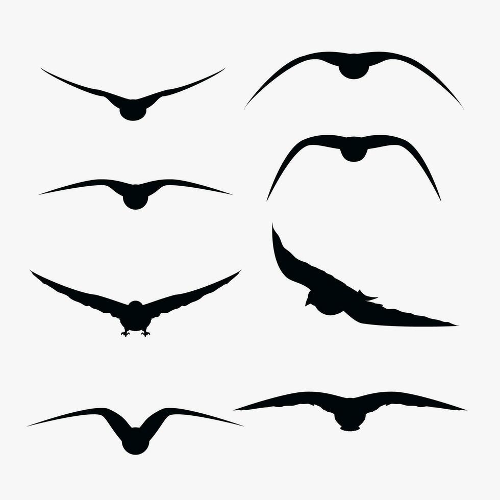 volador aves siluetas en conjunto en blanco vector