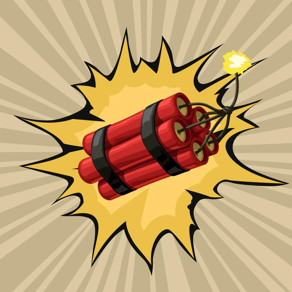 cartoon red dynamite firing wire vector