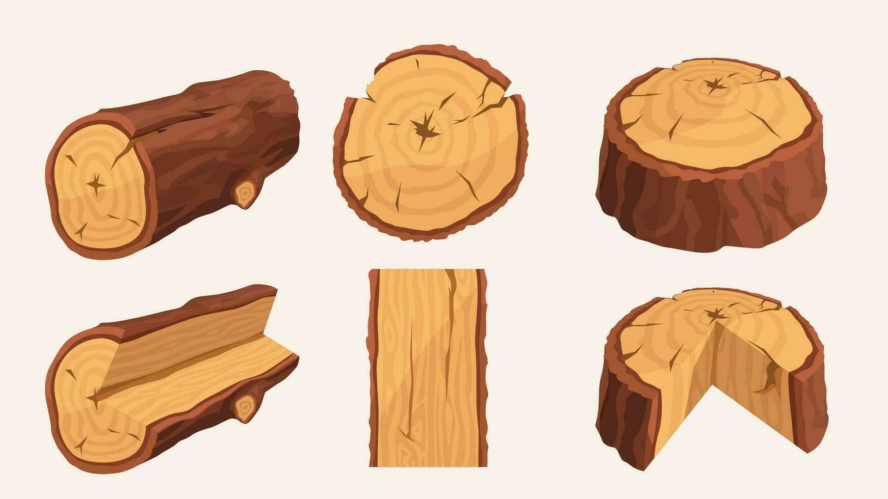 wooden materials set on white vector