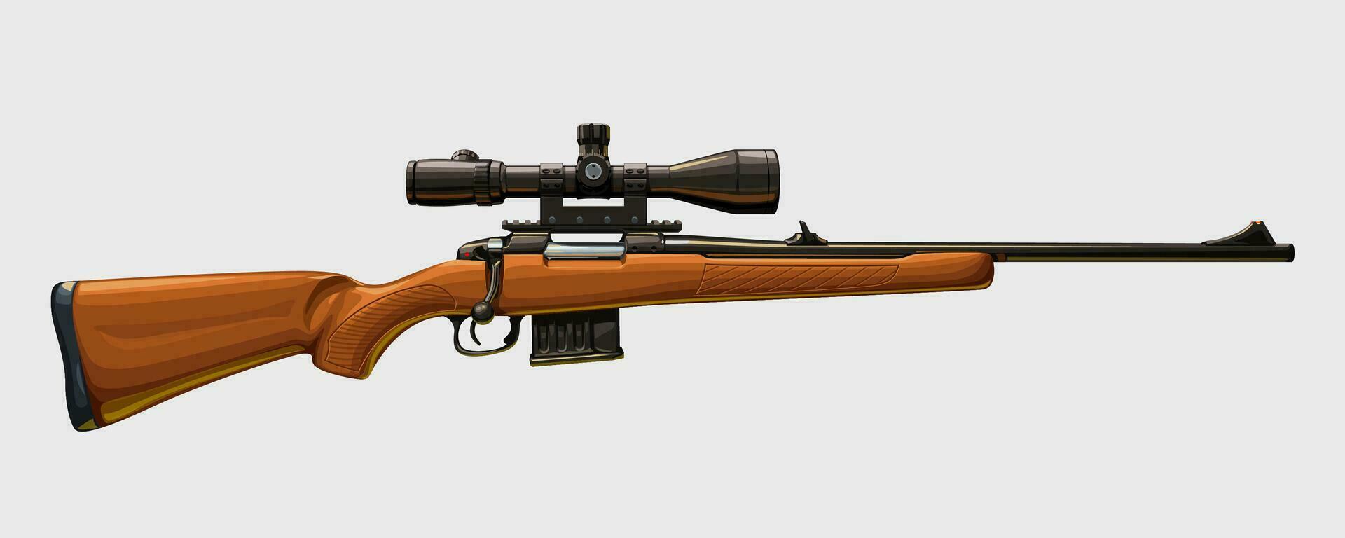 wooden sniper rifle side view vector