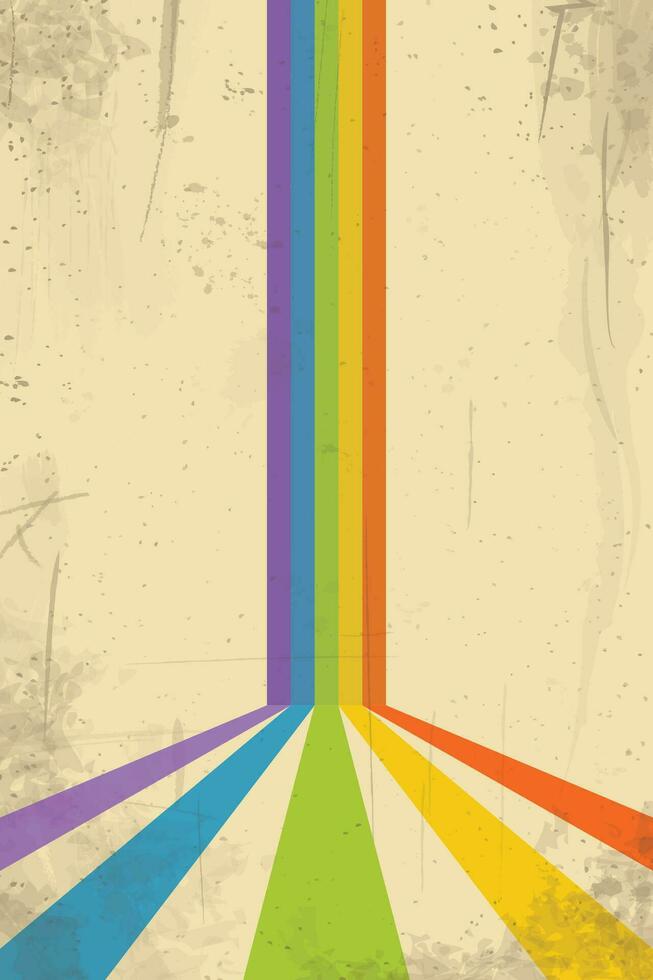 retro design rainbow with scratches and spots vector