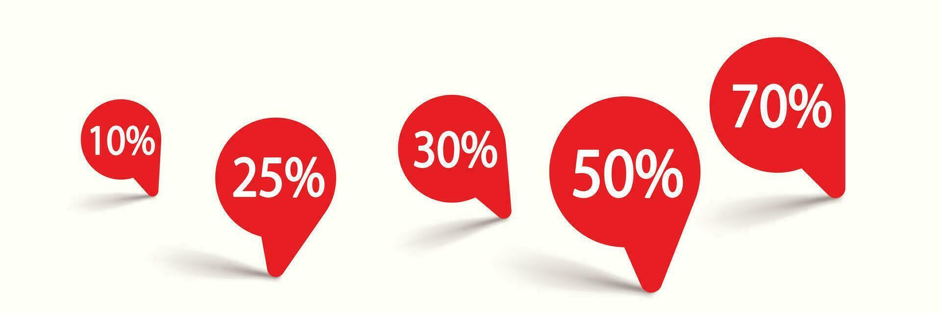 red round labels with percents on white vector