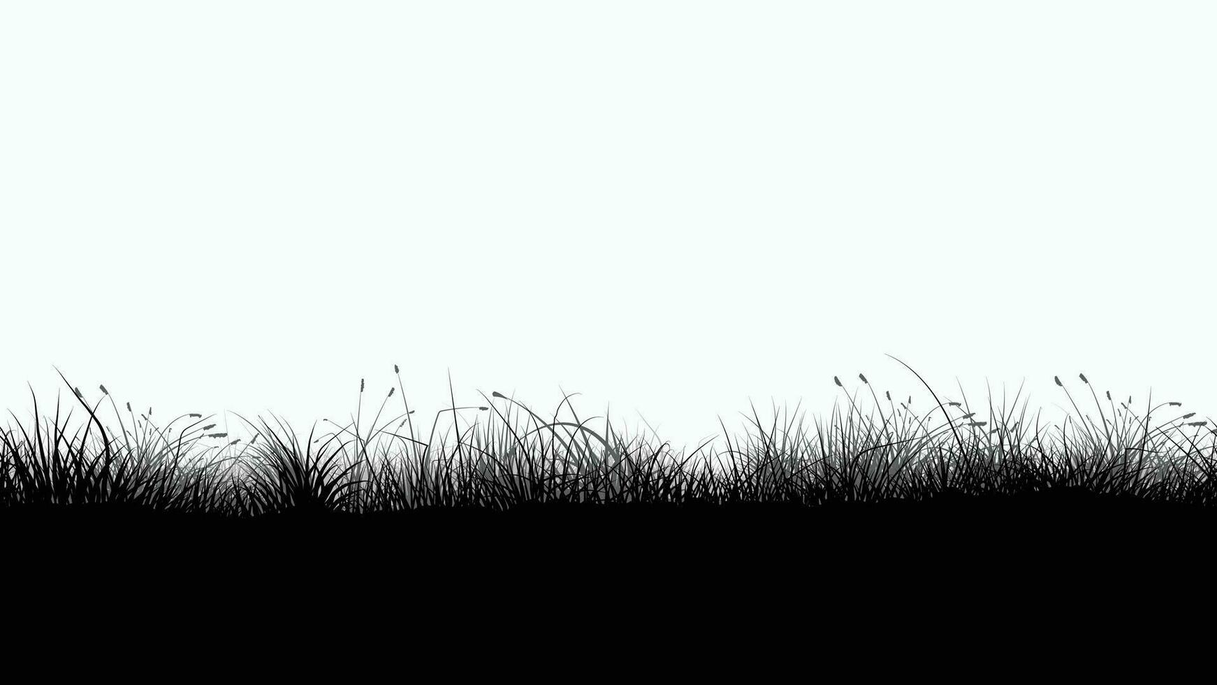 black color silhouette grass seamless on white vector