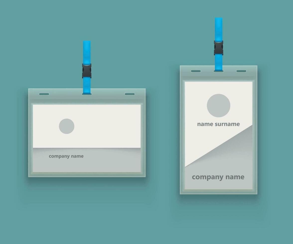 modern plastic id cards laminated on blue vector