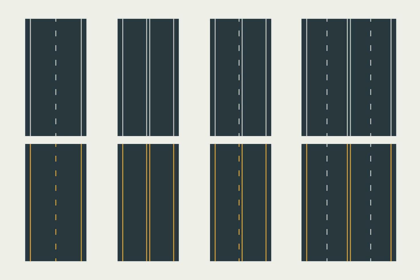 different road lines in set top view vector
