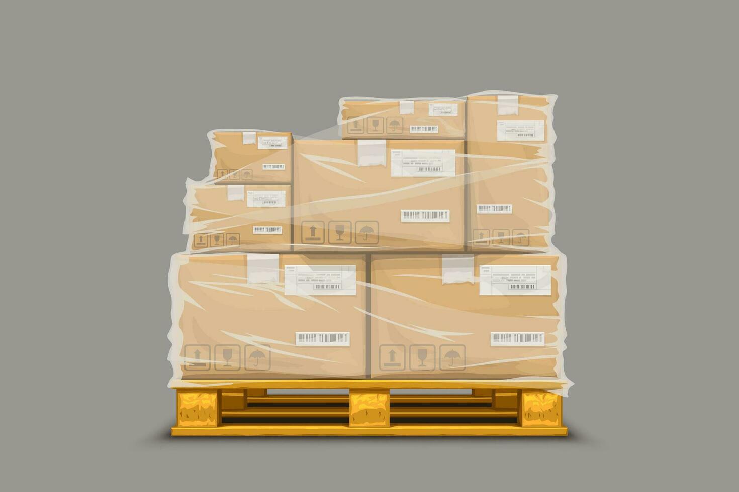 boxes stretch fim on pallet vector
