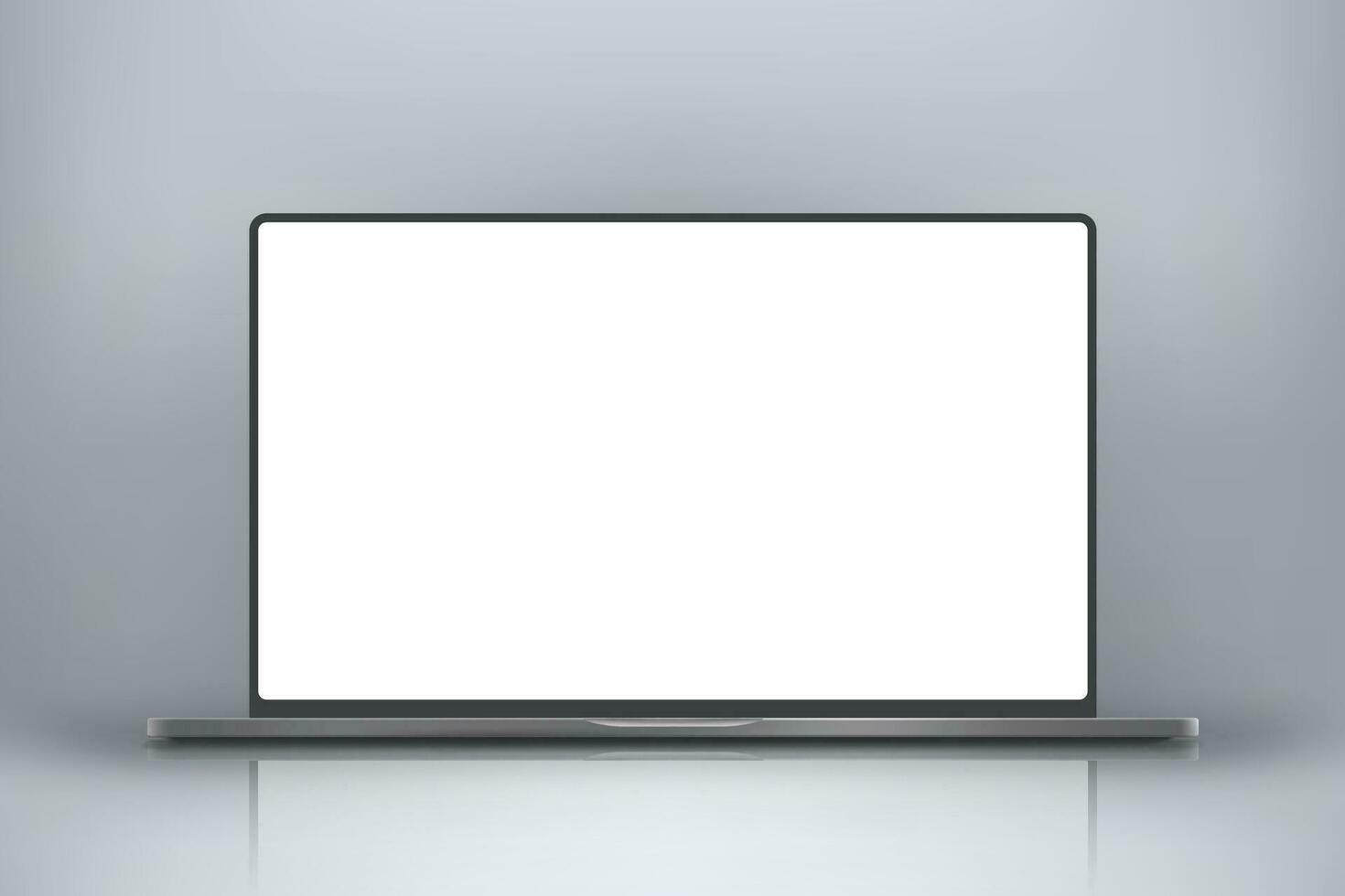 laptop grey background with reflect vector