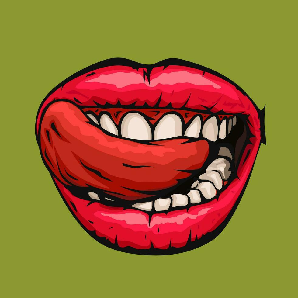 female open mouth with tongue vector