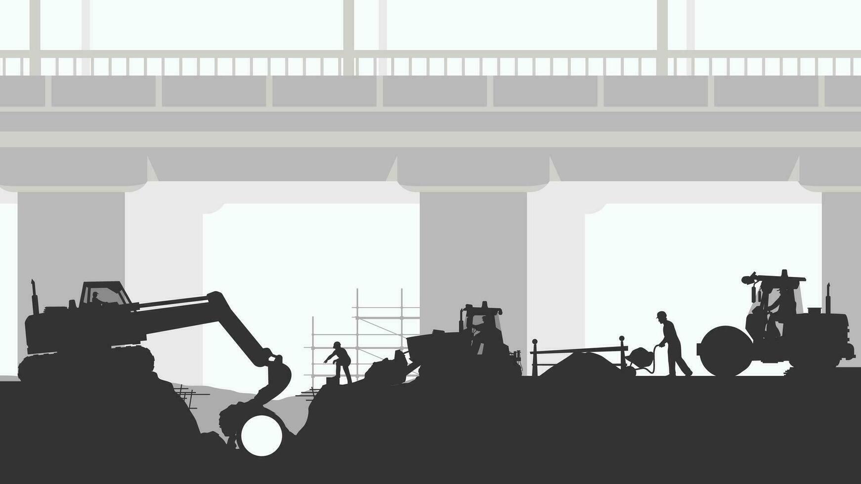 silhouette style of professional builders at work vector